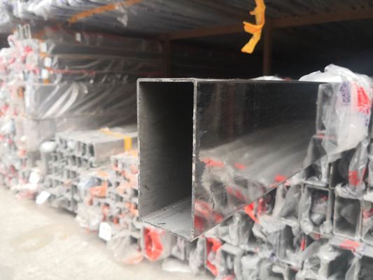 201 Polish Permukaan Stainless Rectangular Tubing, Industri Steel Pipe HL Finished